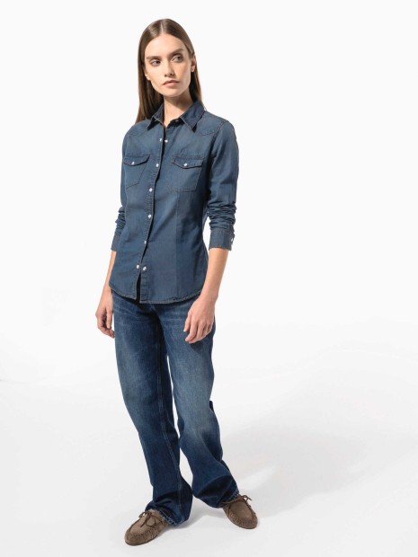 Chemises à personnaliser KARIBAN Chemise denim manches longues femme 