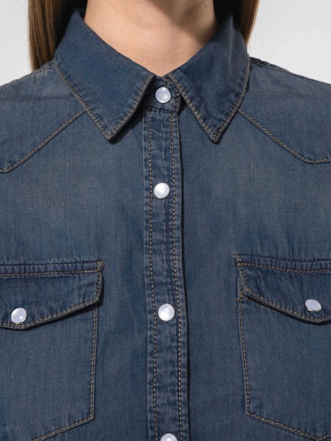 Chemises à personnaliser KARIBAN Chemise denim manches longues femme 