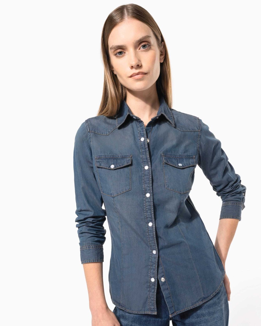 Chemises personnalisable KARIBAN Chemise denim manches longues femme