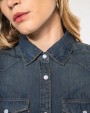 Hemden KARIBAN Dames denim blouse lange mouwen voor bedrukking &amp; borduring