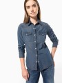 Chemises à personnaliser KARIBAN Chemise denim manches longues femme 