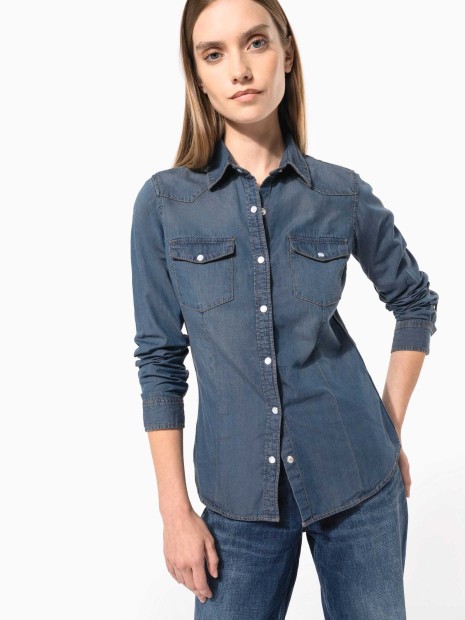 Chemises à personnaliser KARIBAN Chemise denim manches longues femme 