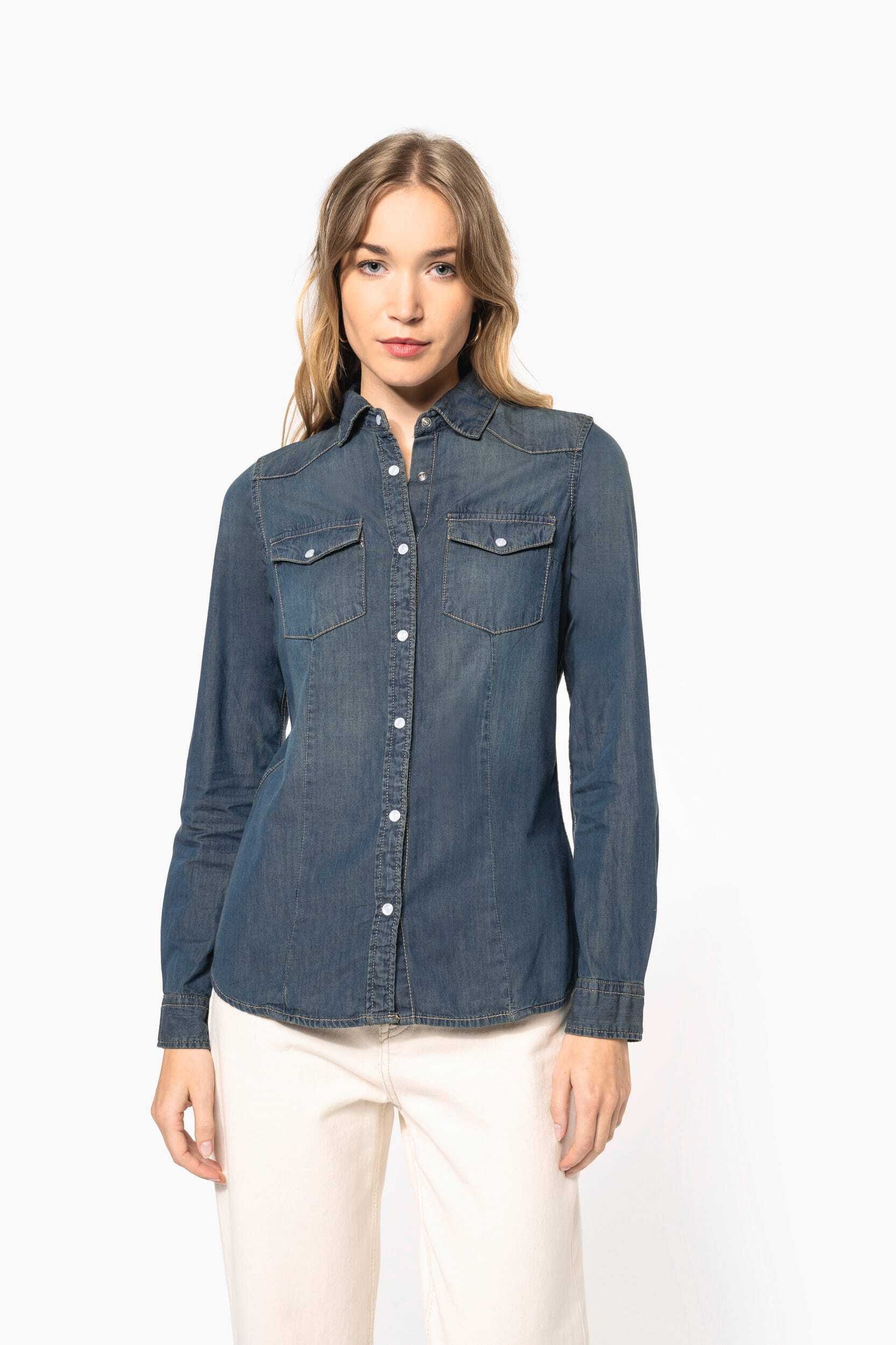 Chemises personnalisable KARIBAN Chemise denim manches longues femme