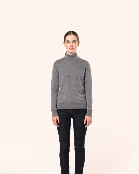 Pulls personnalisable Kariban Pull Mérinos col roulé femme