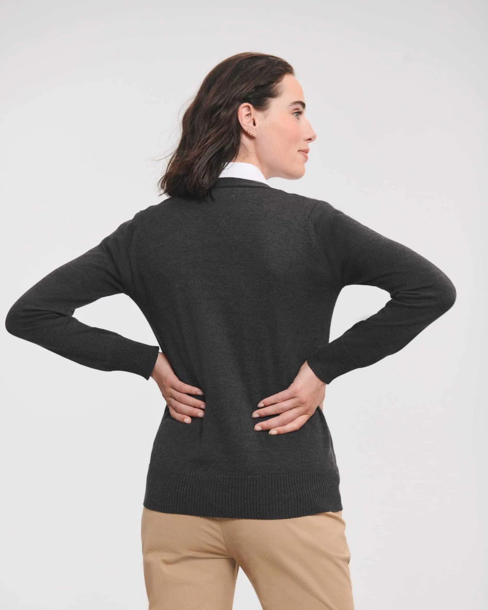Truien RUSSELL Ladies' gebreid vest met V-hals voor bedrukking &amp; borduring