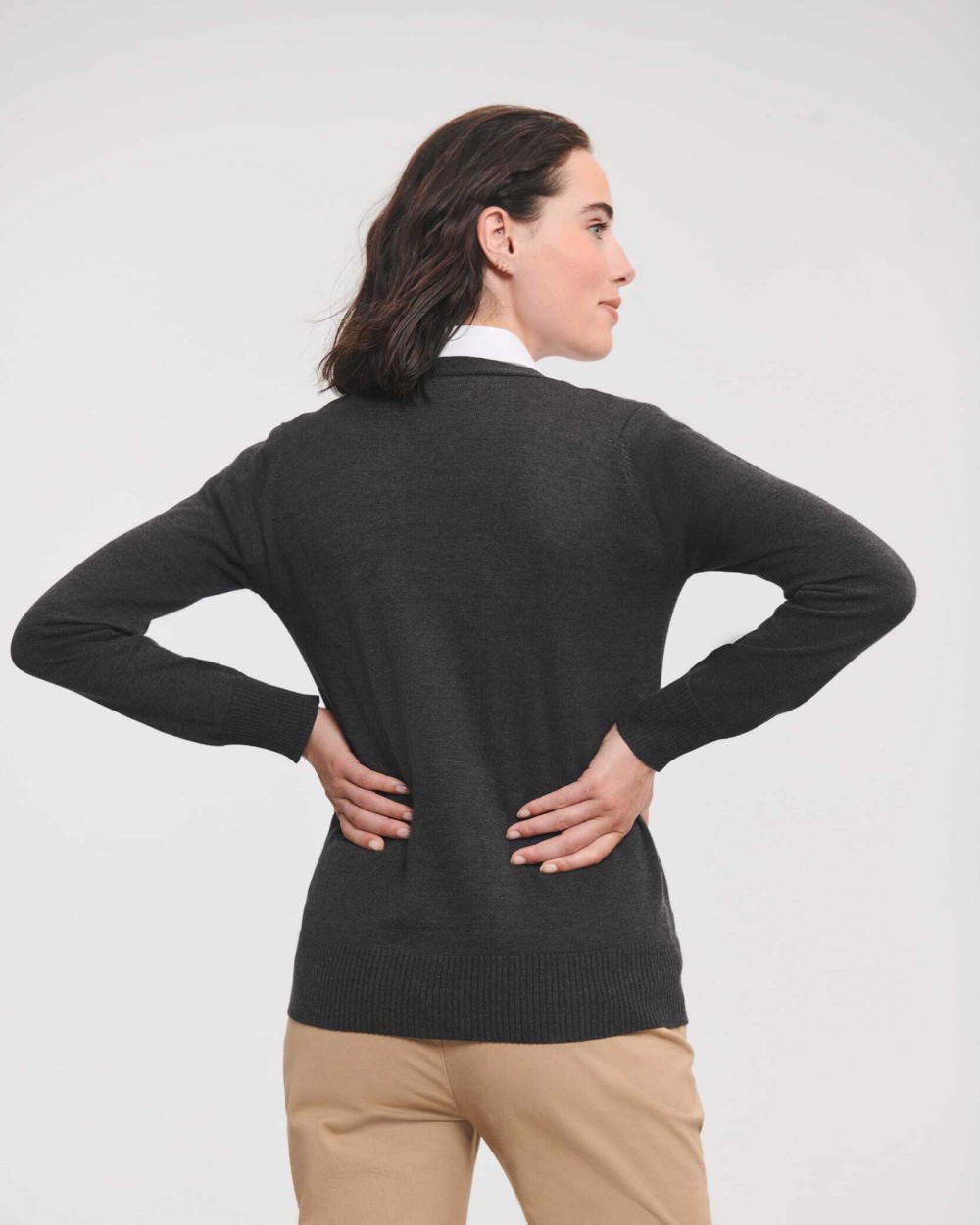 Truien RUSSELL Ladies' gebreid vest met V-hals voor bedrukking &amp; borduring
