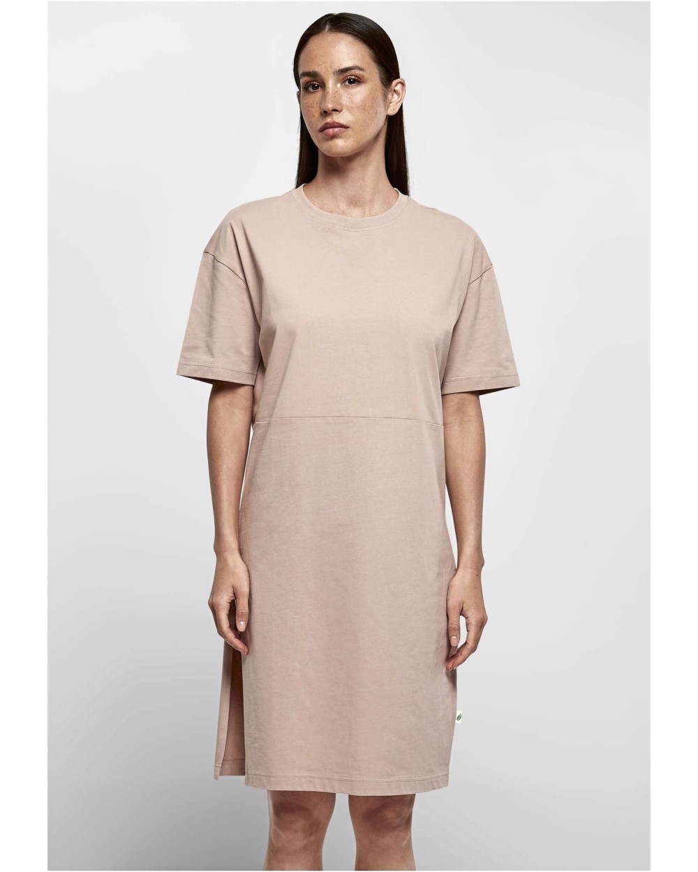 BUILD YOUR BRAND Ladies´ Organic Oversized Slit Tee Dress Kleider personalisierbar