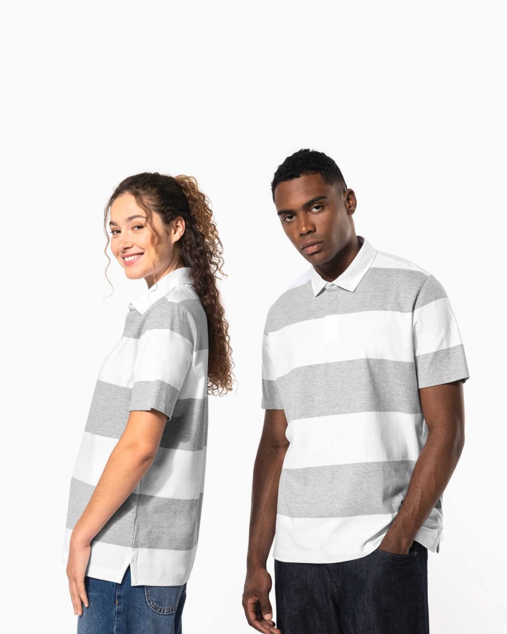 Polos personnalisable KARIBAN Polo rugby rayé manches courtes unisexe