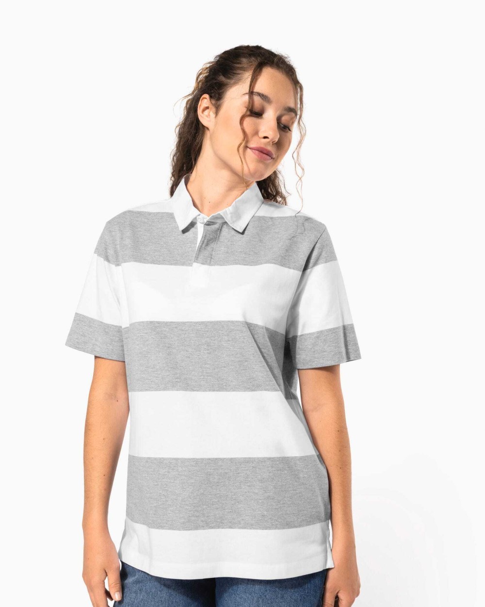 KARIBAN Gestreiftes Polohemd mit kurzen Ärmeln, Unisex Poloshirts personalisierbar