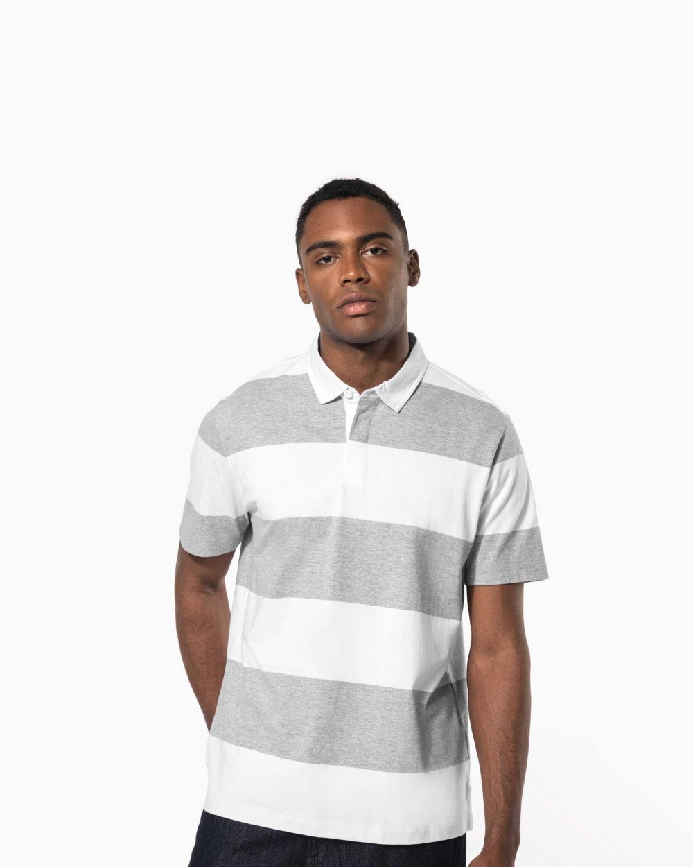 KARIBAN Gestreiftes Polohemd mit kurzen Ärmeln, Unisex Poloshirts personalisierbar