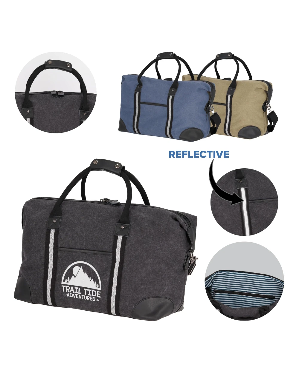 Tassen & Zakken 4DO Gerecycled katoenen canvas weekendtas Harper voor bedrukking &amp; borduring