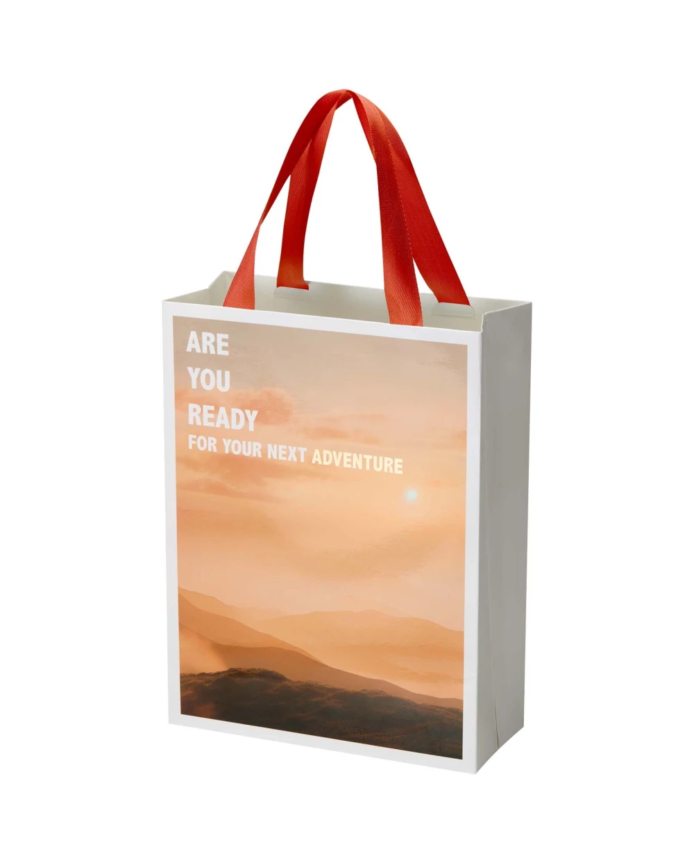 Tassen & Zakken 4DO Smartfold papieren tas van 210 g/m² met lintgrepen en een glanzende laminaatlaag - 24 x 10 x 32 cm voor bedrukking &amp; borduring