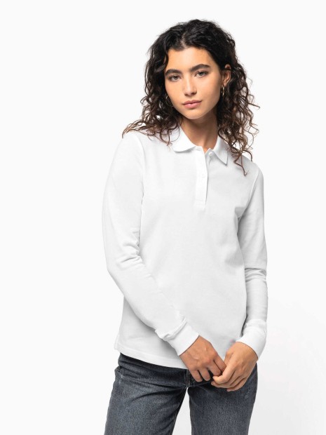 Chemises à personnaliser KARIBAN Polo piqué manches longues Bio180 femme 