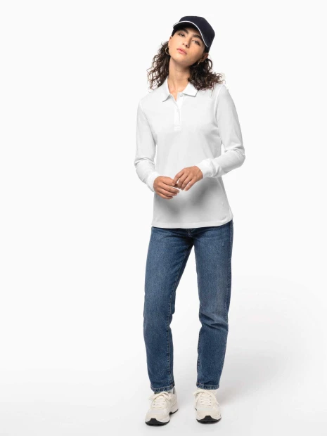 Polos à personnaliser KARIBAN Polo piqué manches longues Bio180 femme 