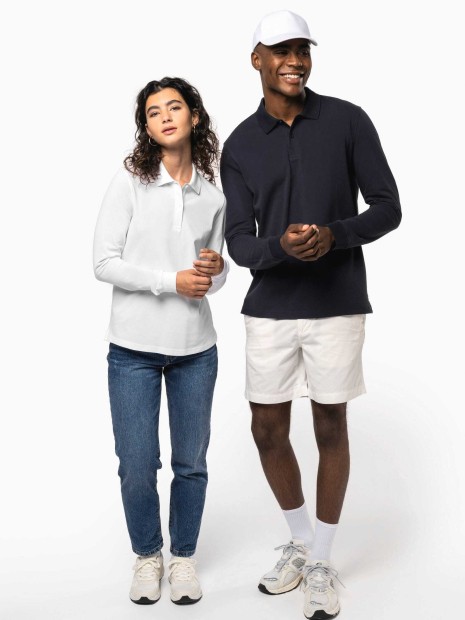 Chemises à personnaliser KARIBAN Polo piqué manches longues Bio180 femme 