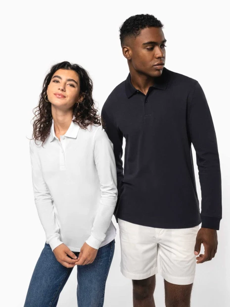 Polos à personnaliser KARIBAN Polo piqué manches longues Bio180 femme 