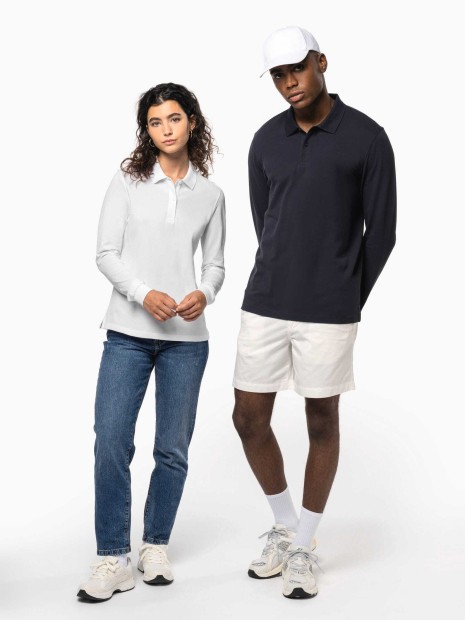 Chemises à personnaliser KARIBAN Polo piqué manches longues Bio180 femme 