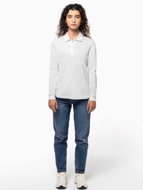 Chemises à personnaliser KARIBAN Polo piqué manches longues Bio180 femme 