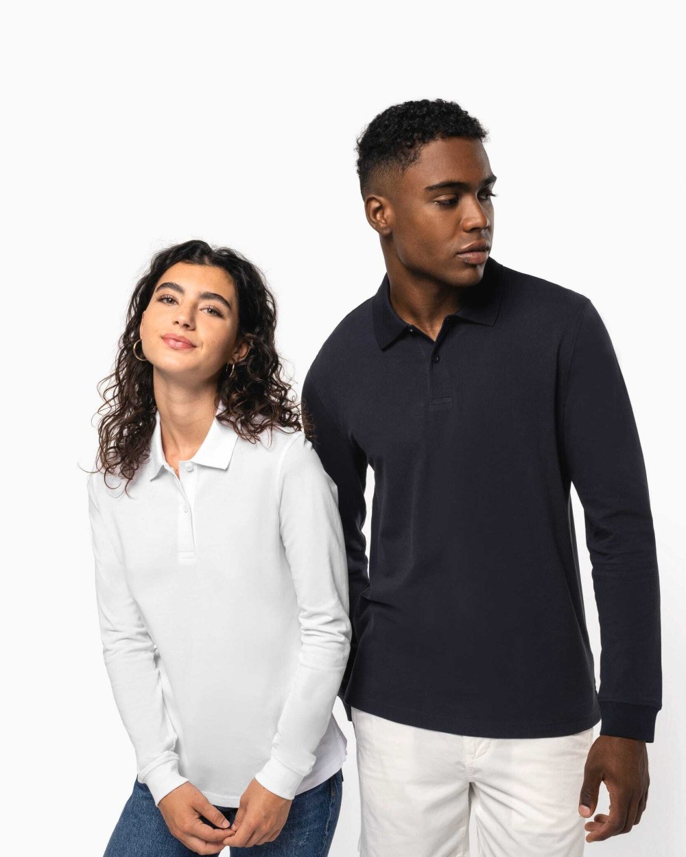 KARIBAN Damen Piqué-Polohemd lange Ärmel Bio180 Hemden personalisierbar