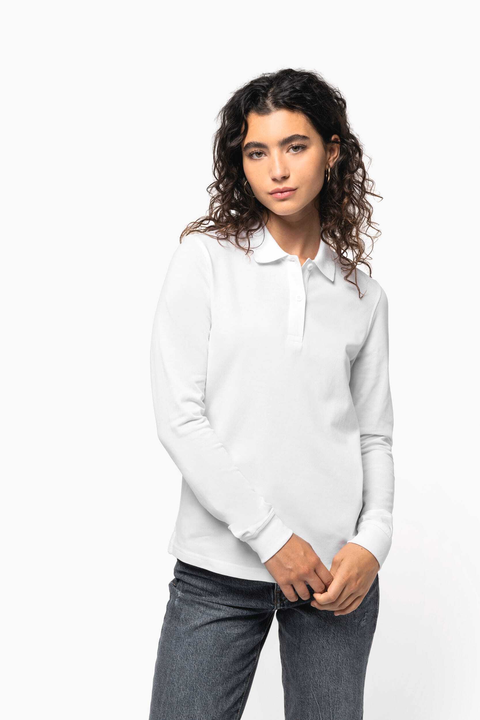 Chemises personnalisable KARIBAN Polo piqué manches longues Bio180 femme