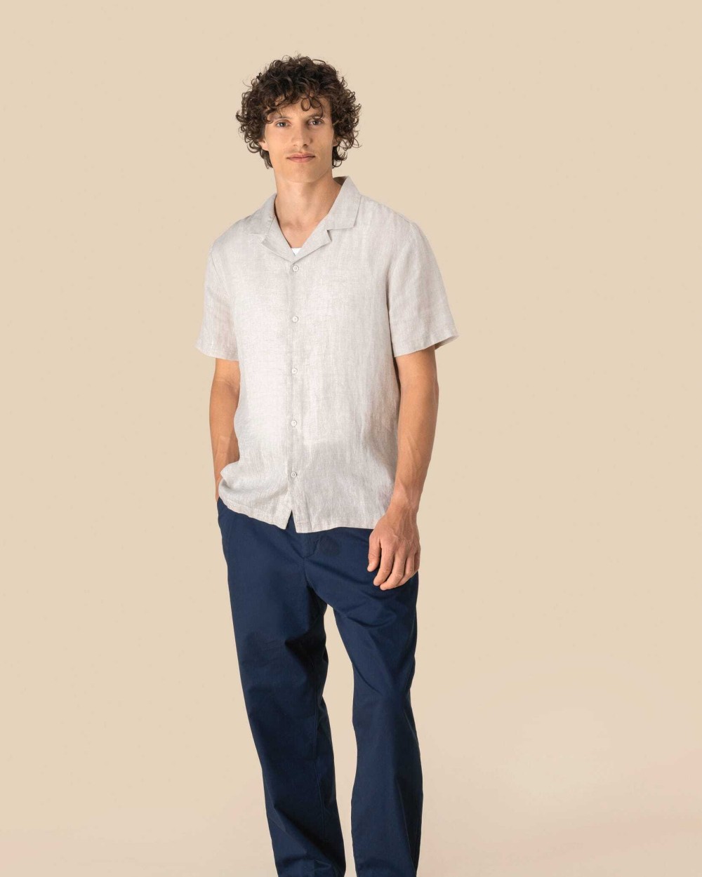 Chemises personnalisable SPASSO Chemise à col bowling en lin homme