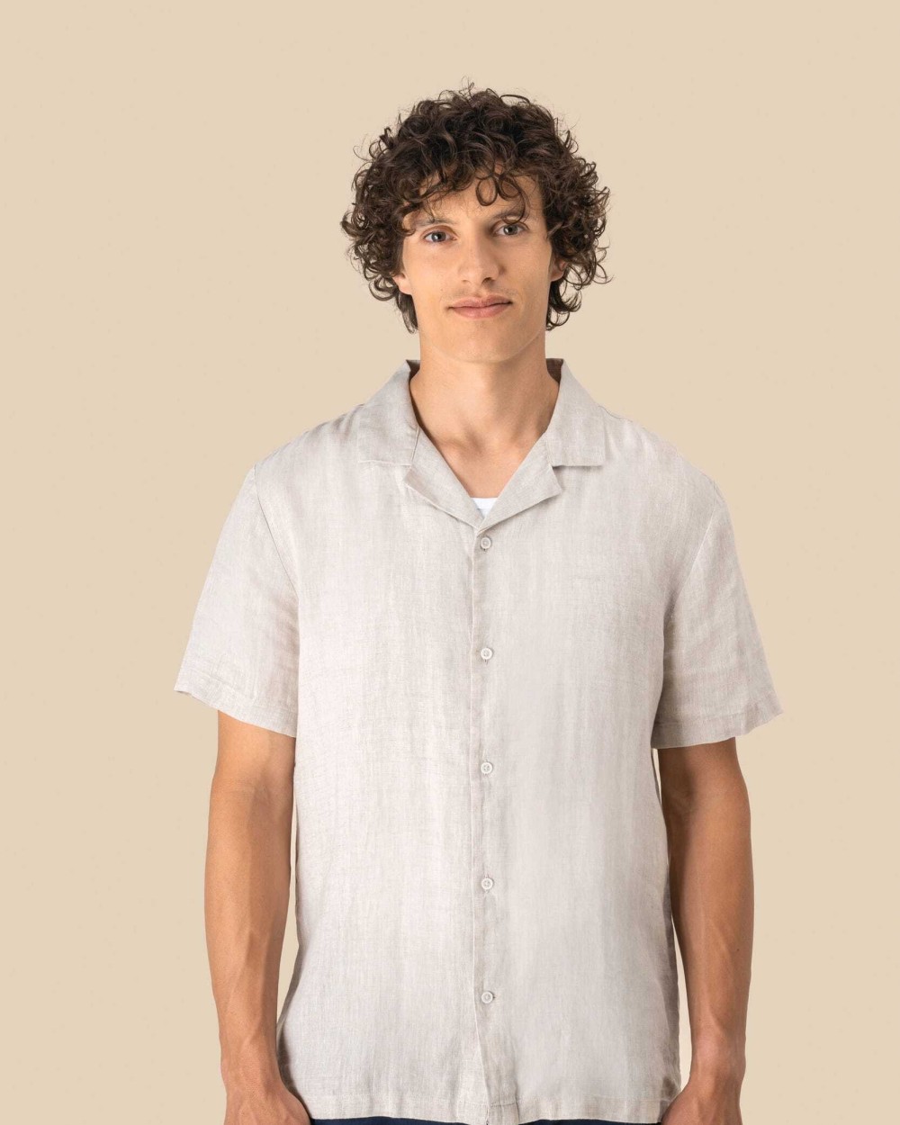 Chemises personnalisable SPASSO Chemise à col bowling en lin homme