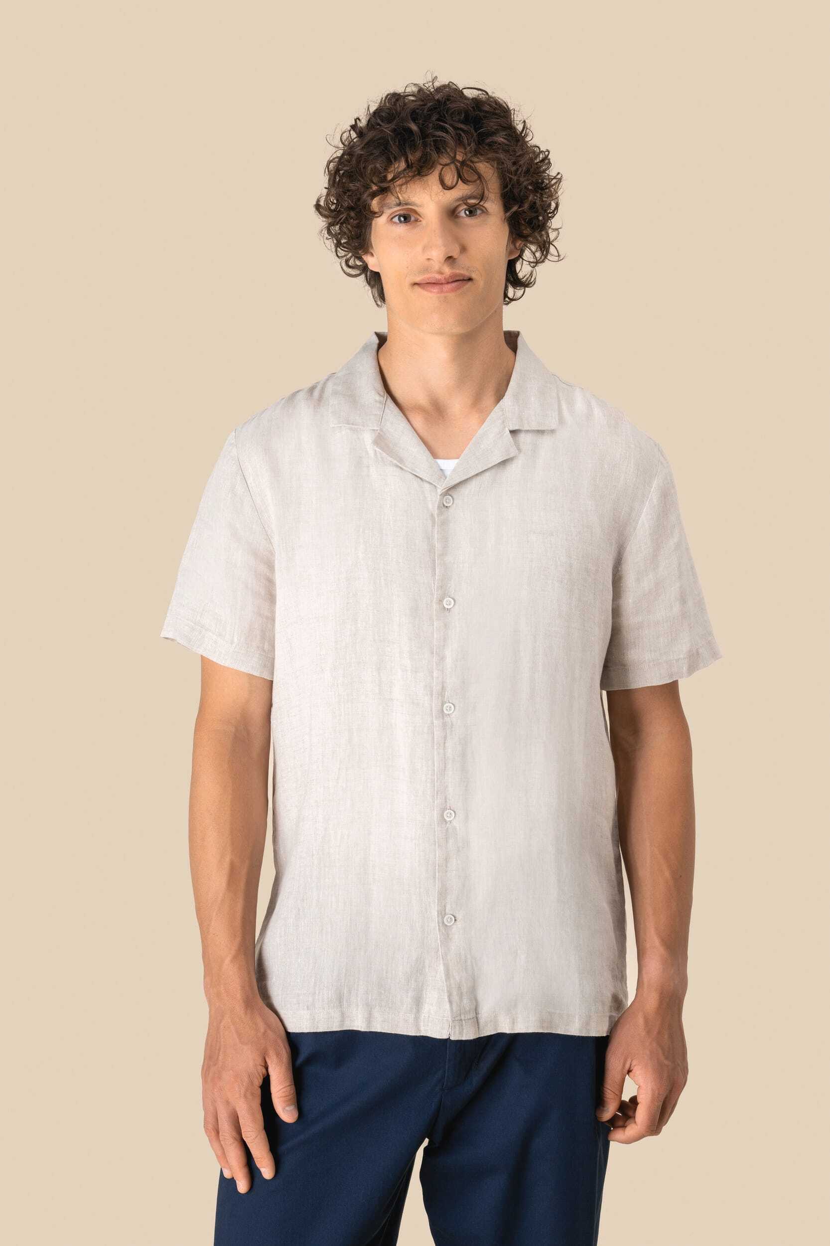 Chemises personnalisable SPASSO Chemise à col bowling en lin homme