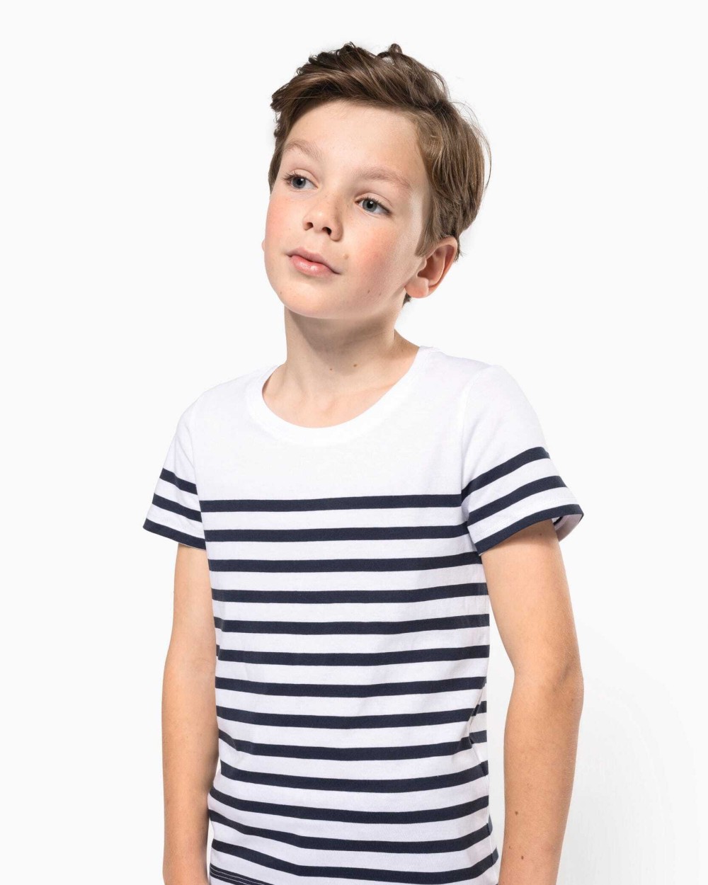 KARIBAN T-Shirt im Marine-Stil mit Rundhalsausschnitt Bio Kinder T-Shirts personalisierbar