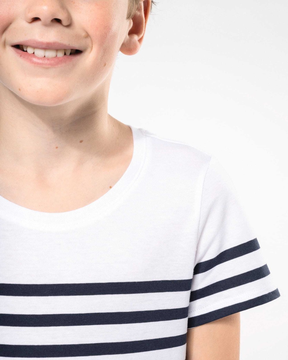 KARIBAN T-Shirt im Marine-Stil mit Rundhalsausschnitt Bio Kinder T-Shirts personalisierbar