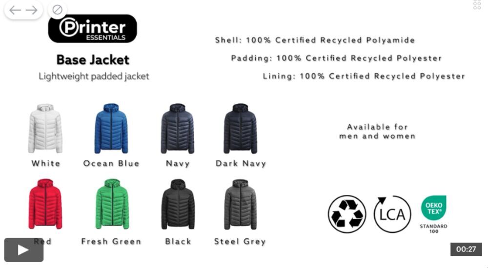 Vestes personnalisable PRINTER Base 
Veste Hommes