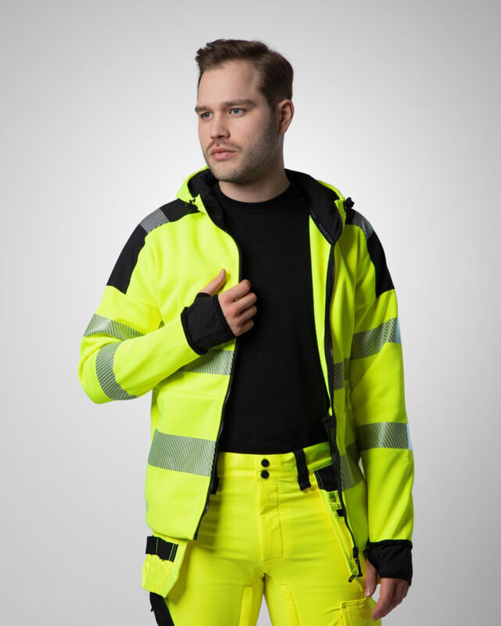 Sweat-shirts personnalisable PROJOB 6110 SWEATSHIRT FULL ZIP CAPUCHE - EN ISO 20471 CLASSE 3/2