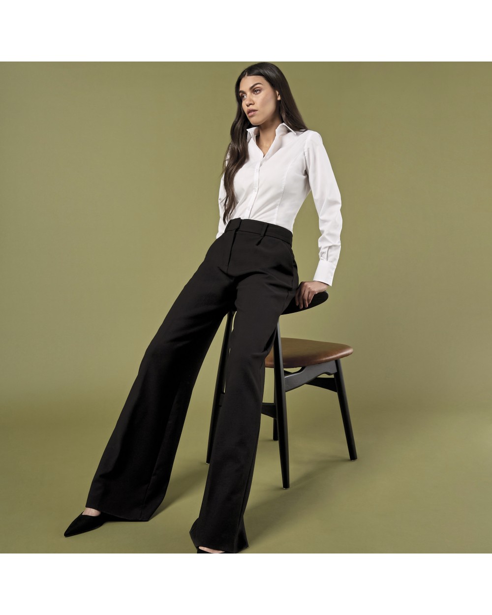 KUSTOM KIT Business blouse long-sleeved (tailored fit) Hemden personalisierbar