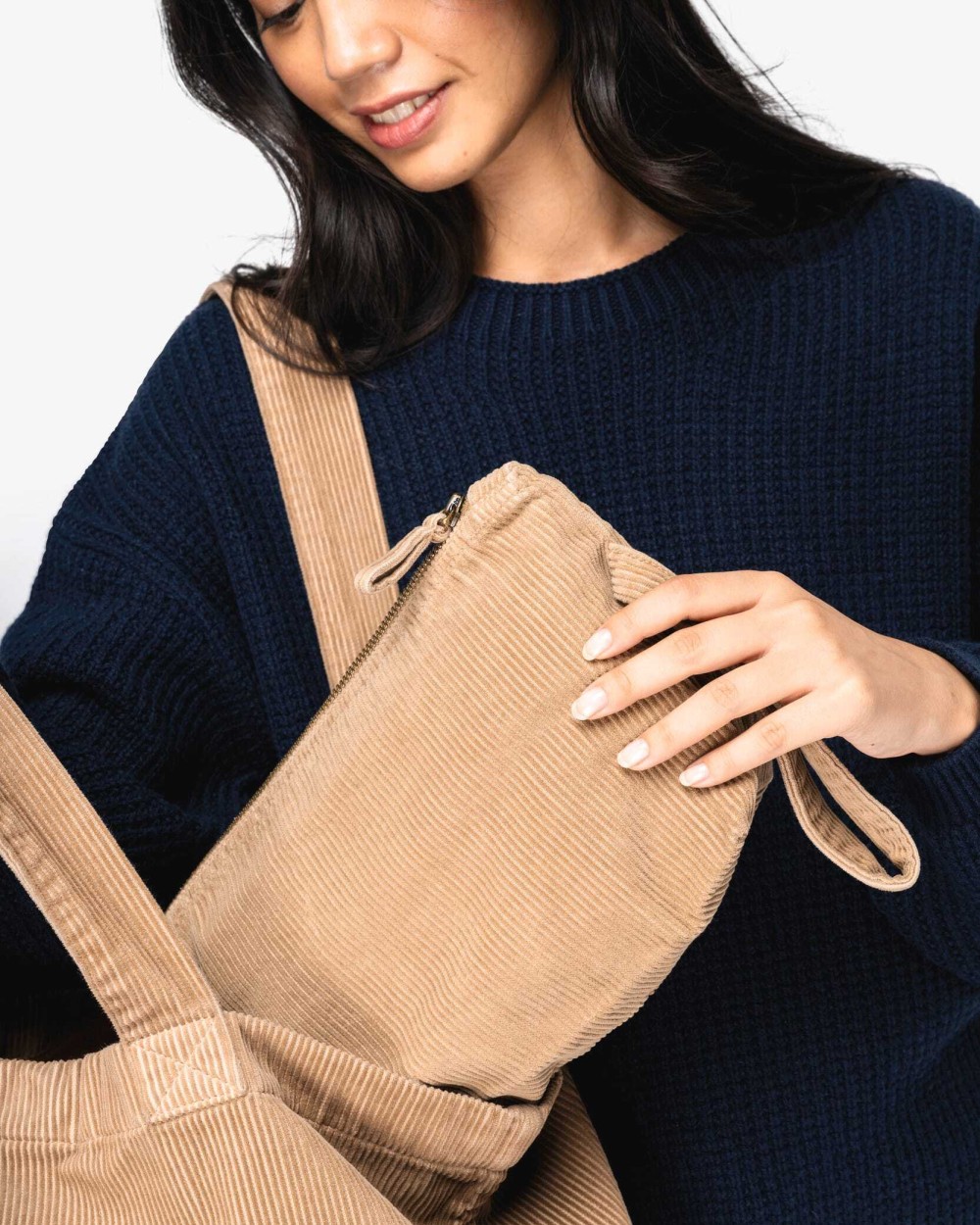 NATIVE SPIRIT Umweltfreundliche ausgewaschene kleine Tasche aus Kord Zubehör personalisierbar