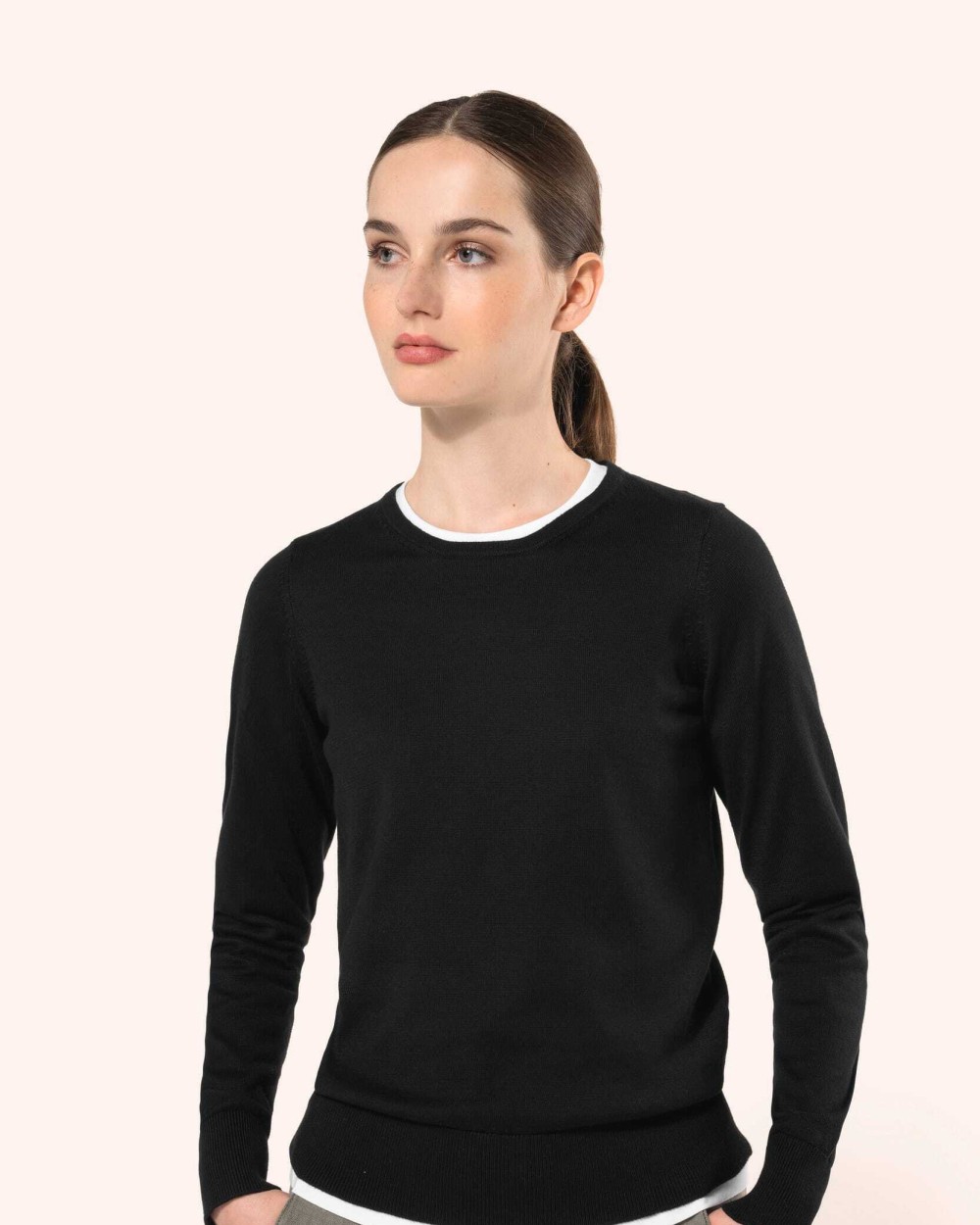 KARIBAN Supima®-Damenpullover mit Rundhalsausschnitt Pullovers personalisierbar