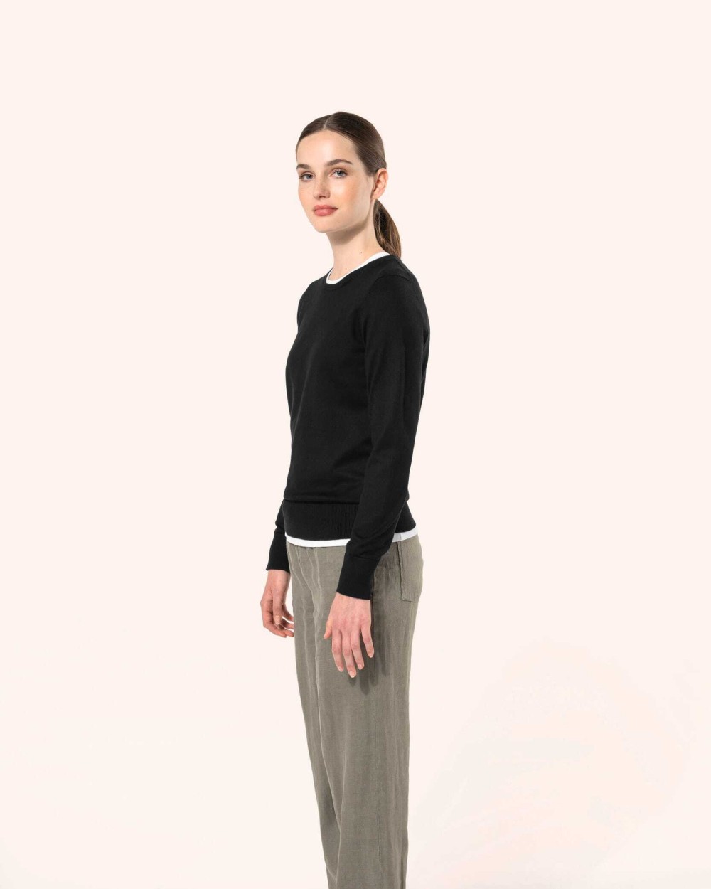 KARIBAN Supima®-Damenpullover mit Rundhalsausschnitt Pullovers personalisierbar