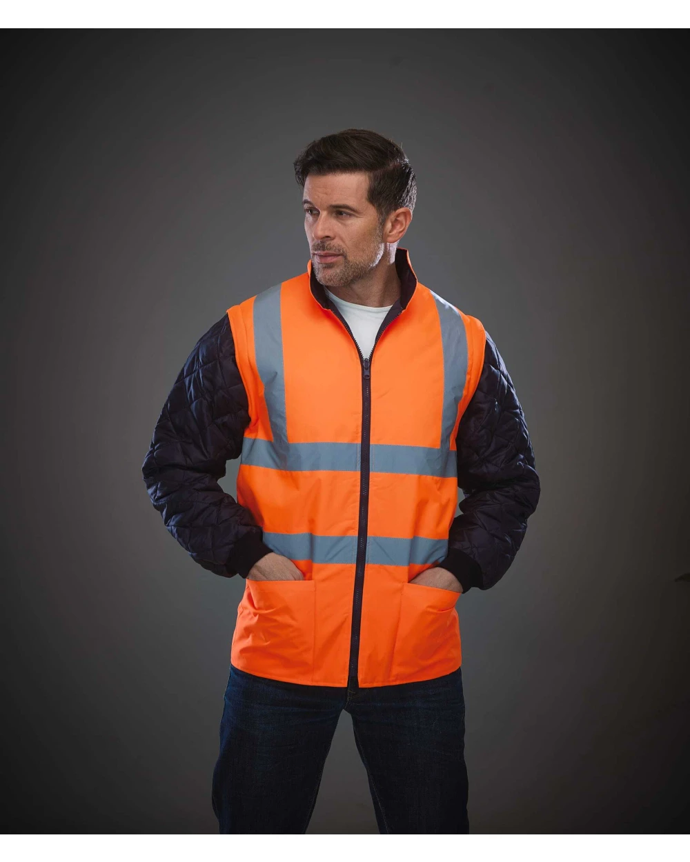Vestes personnalisable YOKO Veste matelassée haute visibilité avec manches détachables