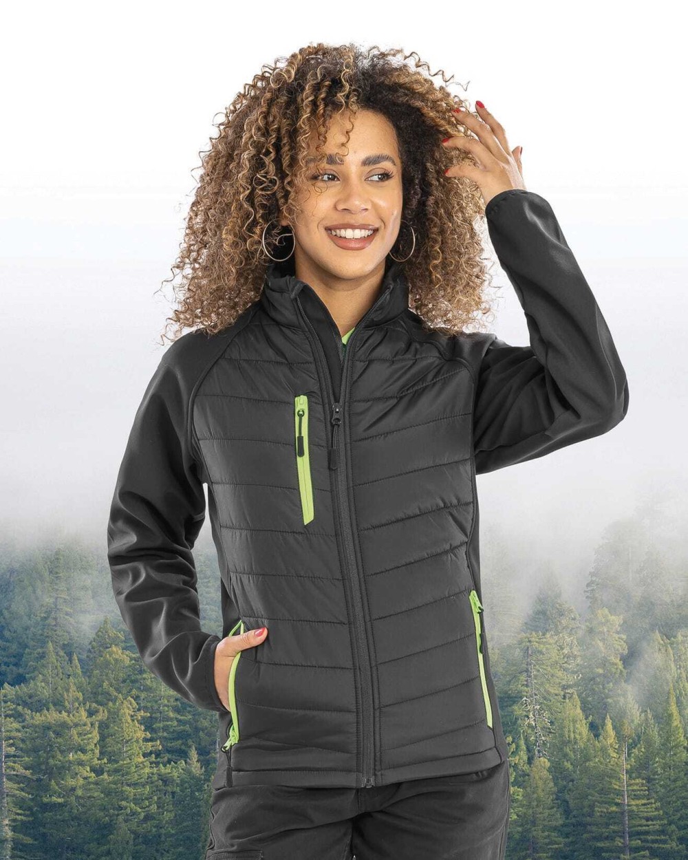 RESULT Black compass padded soft shell jacke Softshells personalisierbar