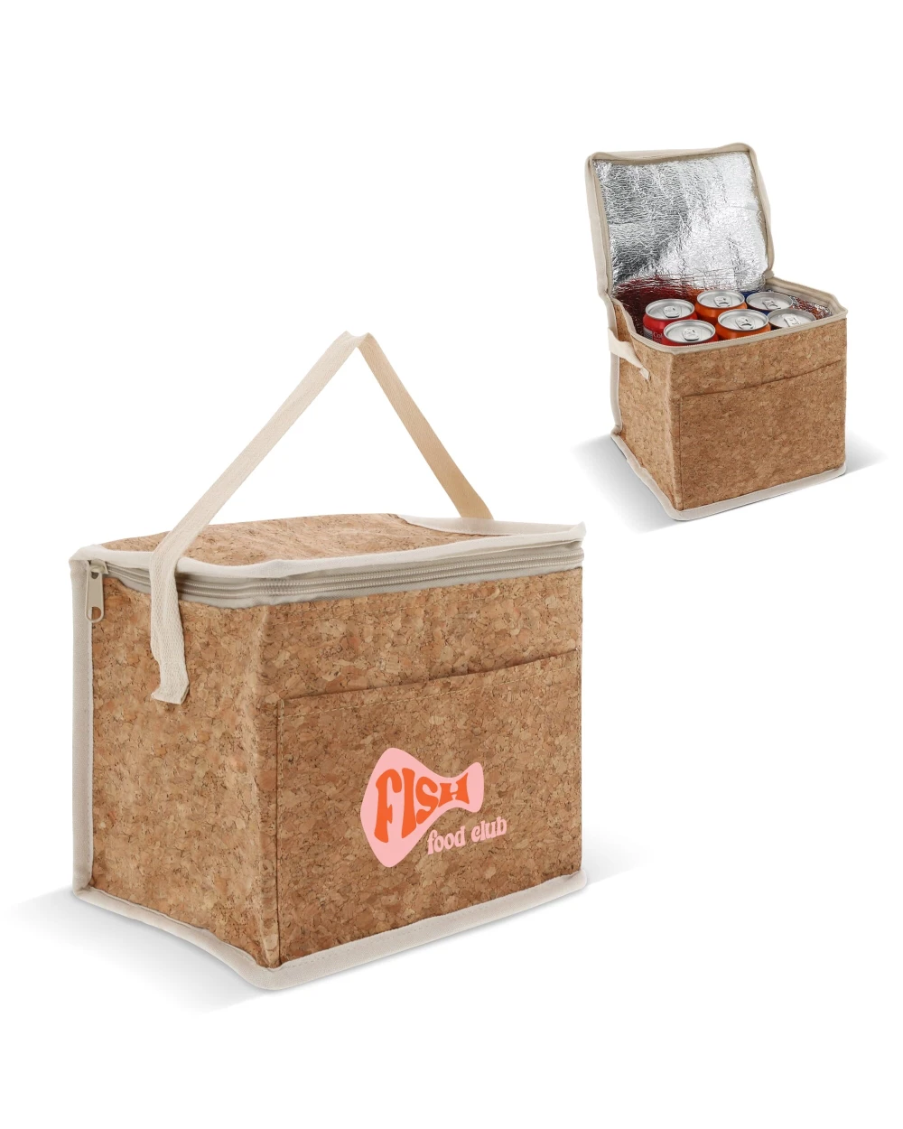 Tassen & Zakken 4DO Koeltas kurk vierkant 22x18x18cm voor bedrukking &amp; borduring