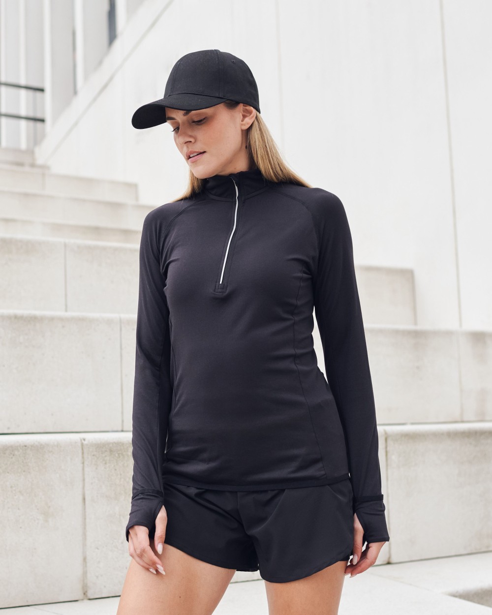 T-Shirts personnalisable TOMBO LADIES' LONG SLEEVED 1/4 ZIP TOP