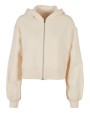 BUILD YOUR BRAND Ladies Short Oversized Zip Jacket Sweatshirts personalisierbar
