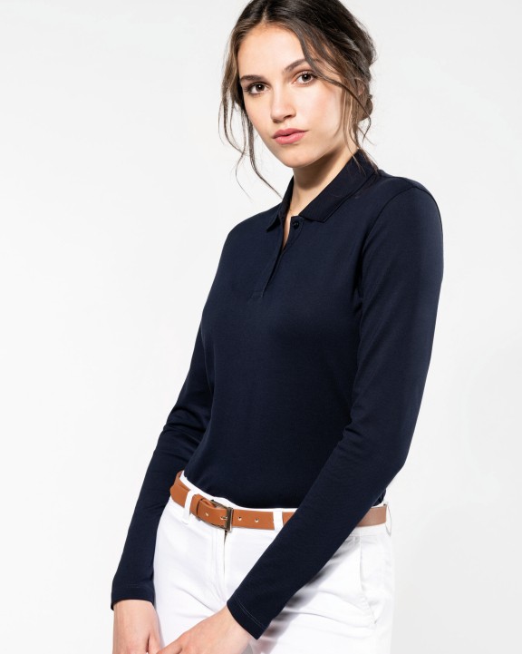 Polo's KARIBAN Supima® damespolo lange mouwen voor bedrukking &amp; borduring