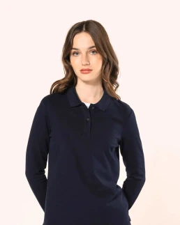 Polo Supima® manches longues femme