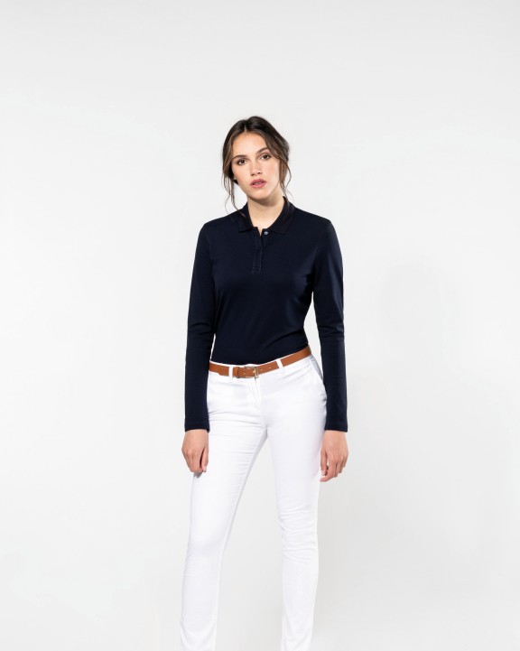 Polo's KARIBAN Supima® damespolo lange mouwen voor bedrukking &amp; borduring