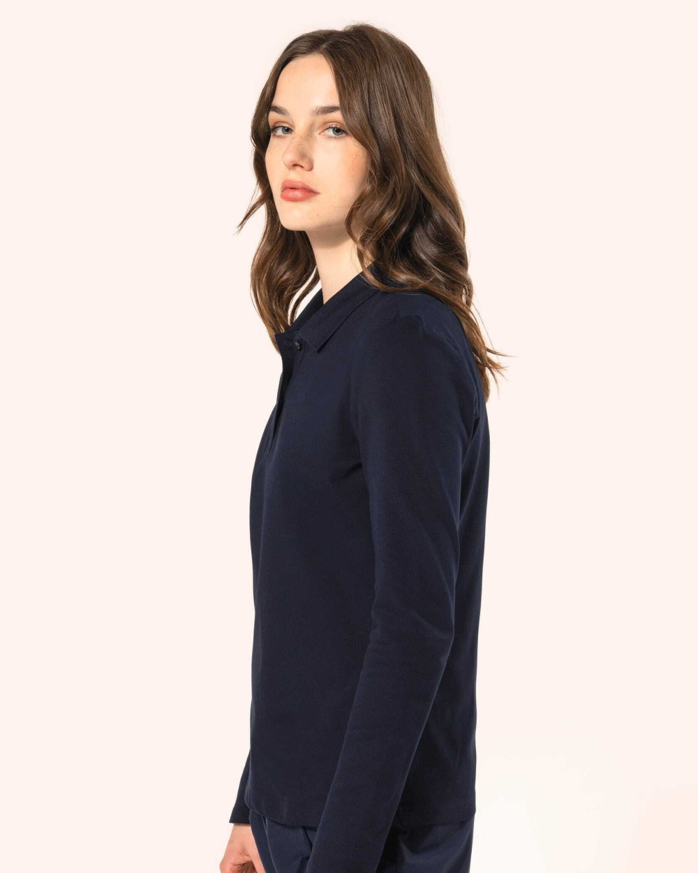 KARIBAN Supima® Damen-Polohemd mit langen Ärmeln Poloshirts personalisierbar