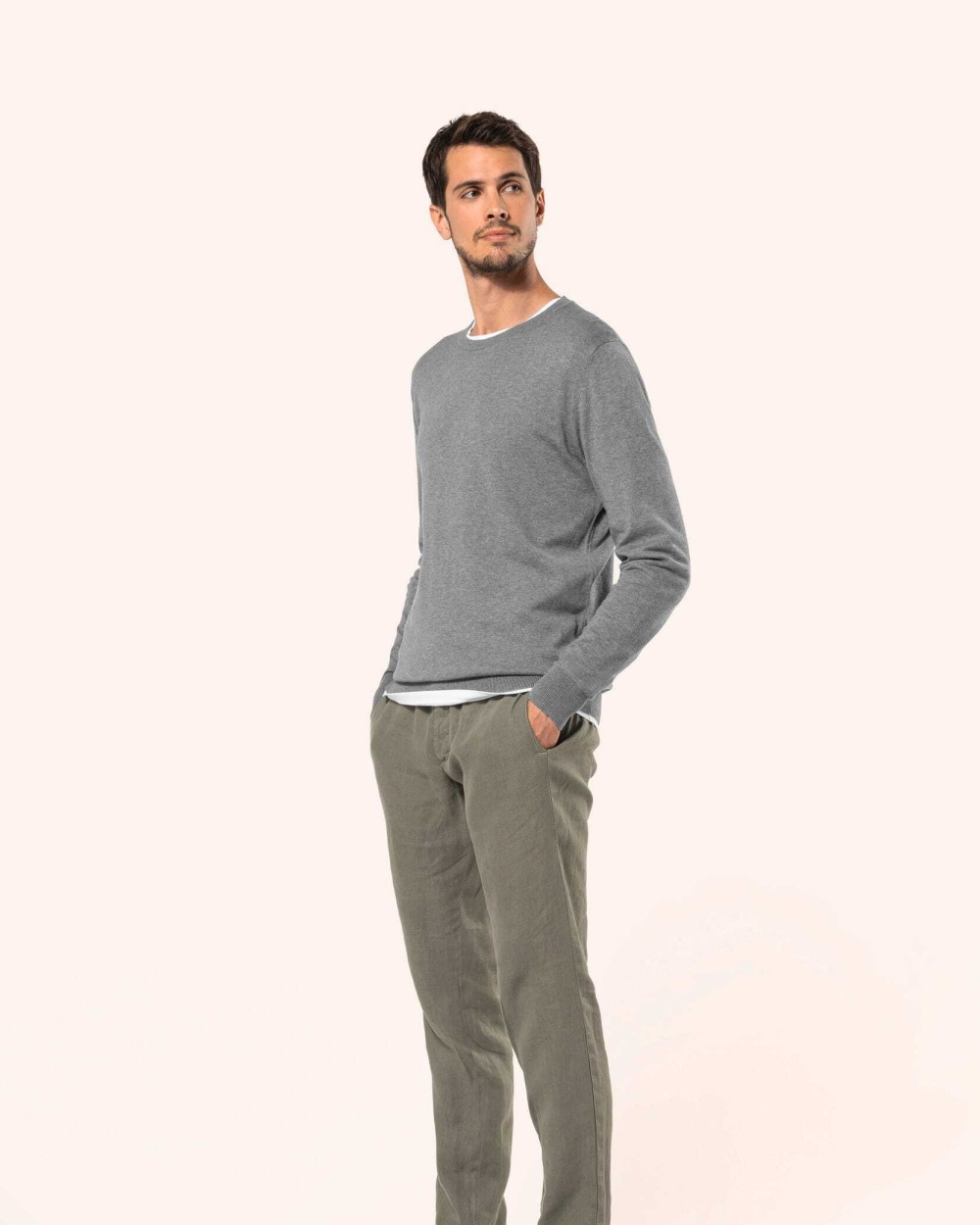 Pulls personnalisable KARIBAN Pull Supima® col rond homme