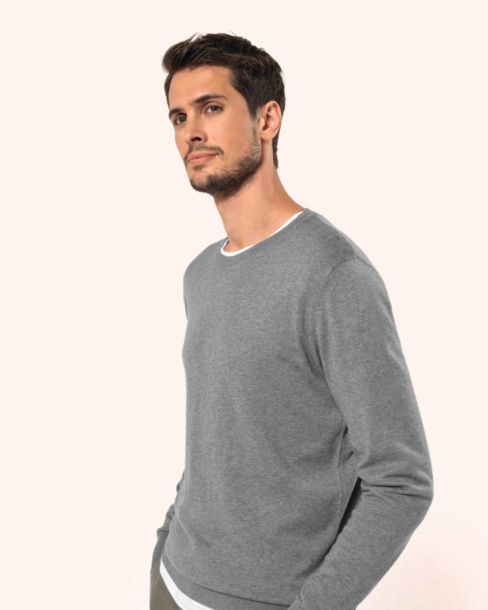 KARIBAN Supima®-Herrenpullover mit Rundhalsausschnitt Pullovers personalisierbar