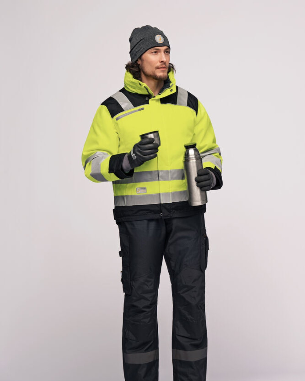 Jassen JOBMAN 1347 Hi-Vis Winter Jacket Star voor bedrukking &amp; borduring