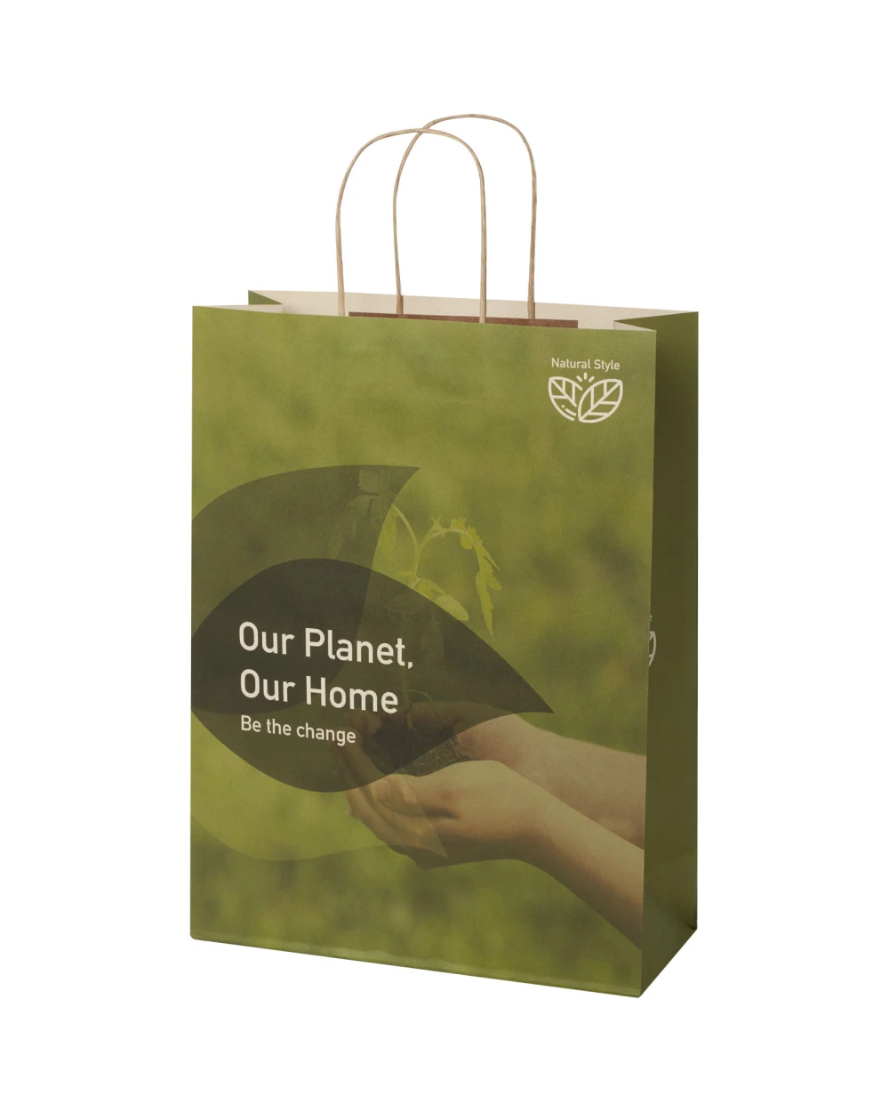 Tassen & Zakken 4DO Papieren tas 150 g/m2 gemaakt van landbouwafval met gedraaide handgrepen - 31 x 12 x 41 cm voor bedrukking &amp; borduring