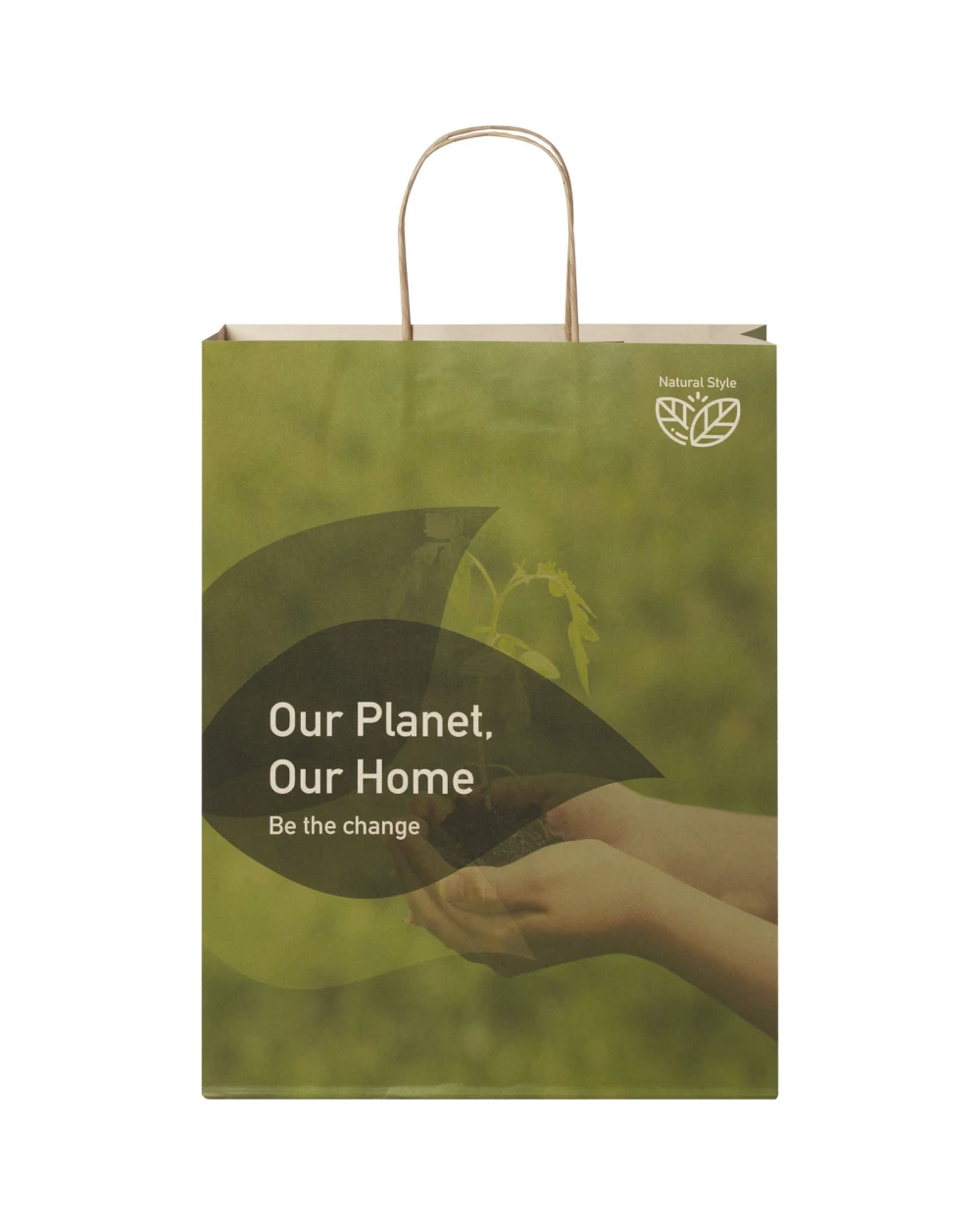 4DO Papiertüte 150 g/m² aus landwirtschaftlichen Reststoffen mit gedrehten Griffen – 31 × 12 × 41 cm Taschen personalisierbar