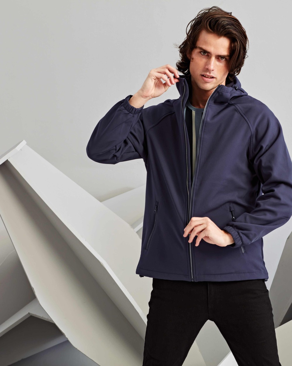 Softshells personnalisable 2786 Veste coupe-vent à capuche double épaisseur